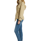 Short Trench Jacket with High Neck and Belted Waist