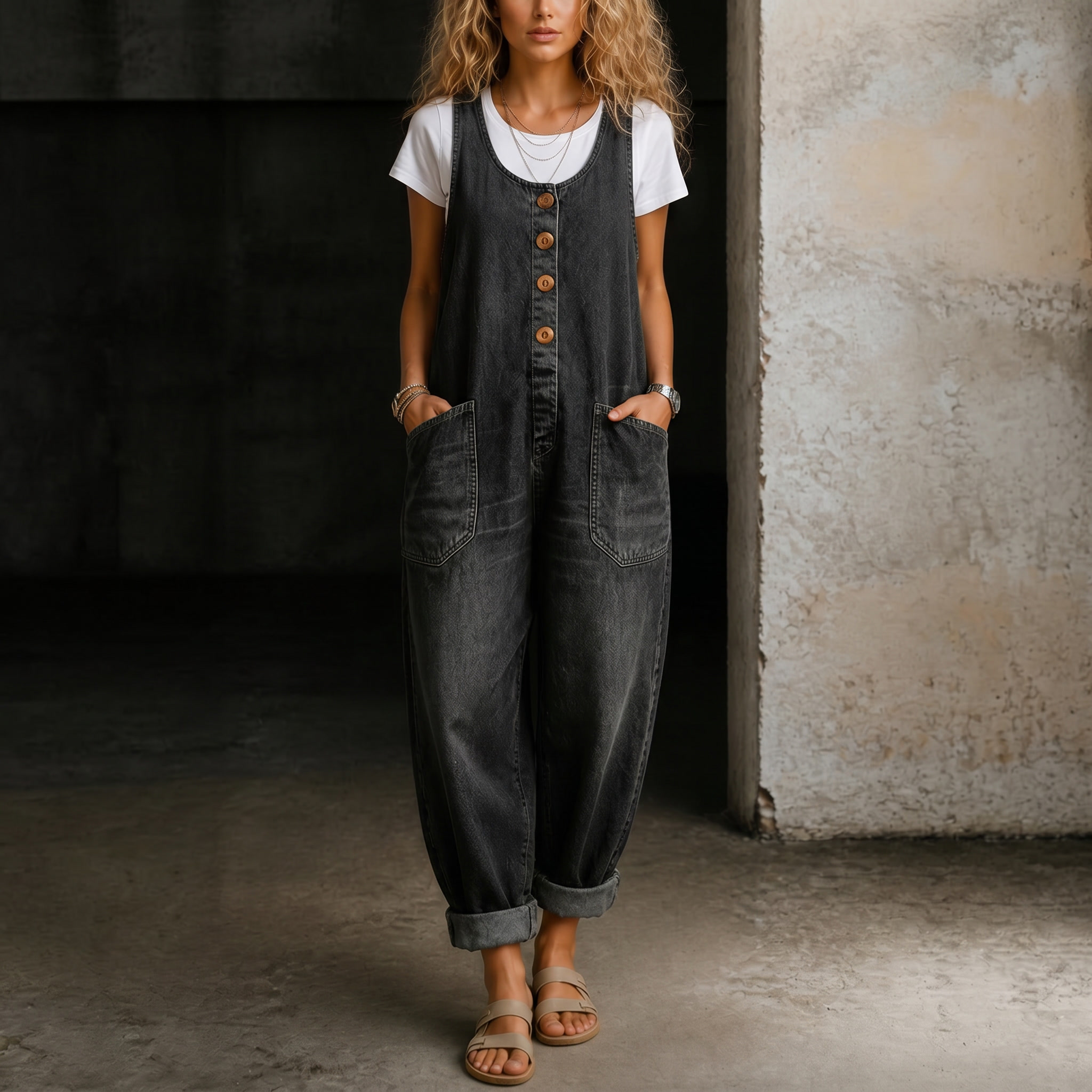 DENIM OVERALL JUMPSUIT