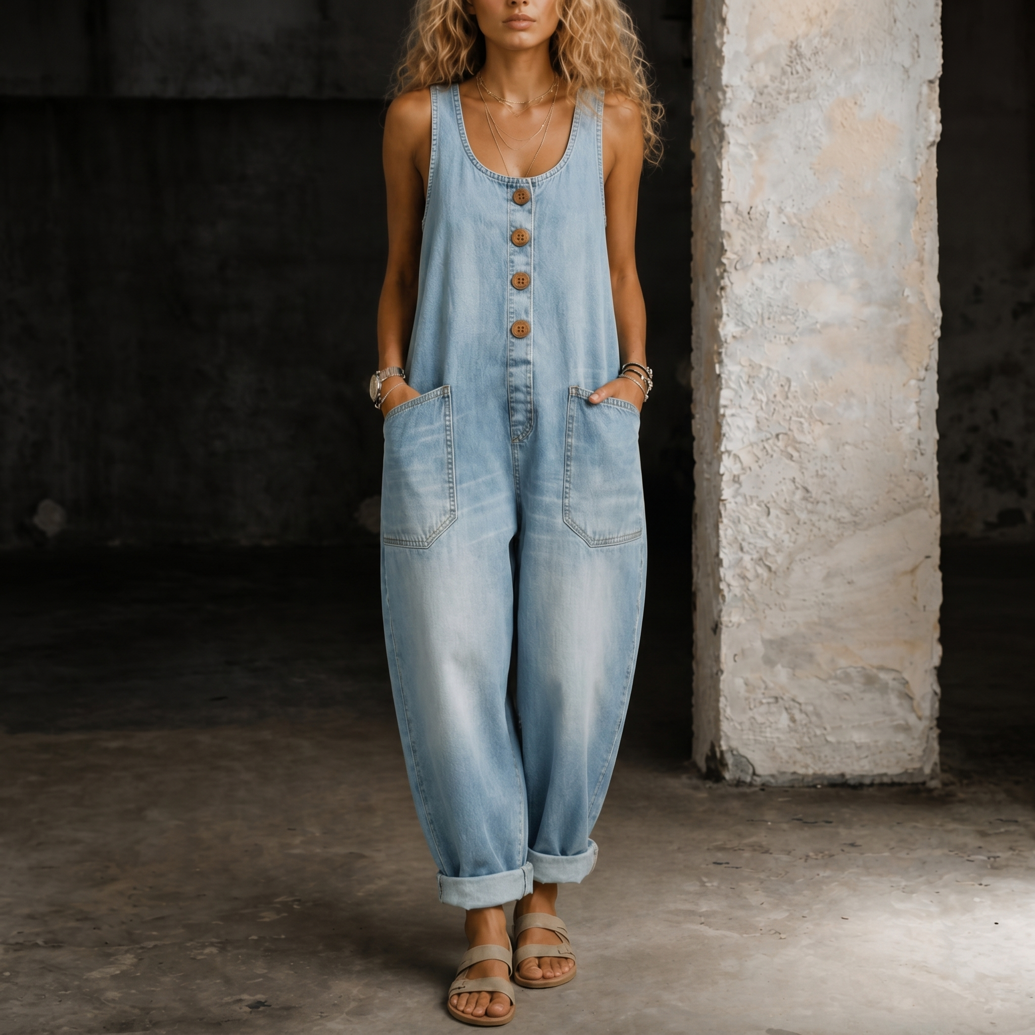 DENIM OVERALL JUMPSUIT