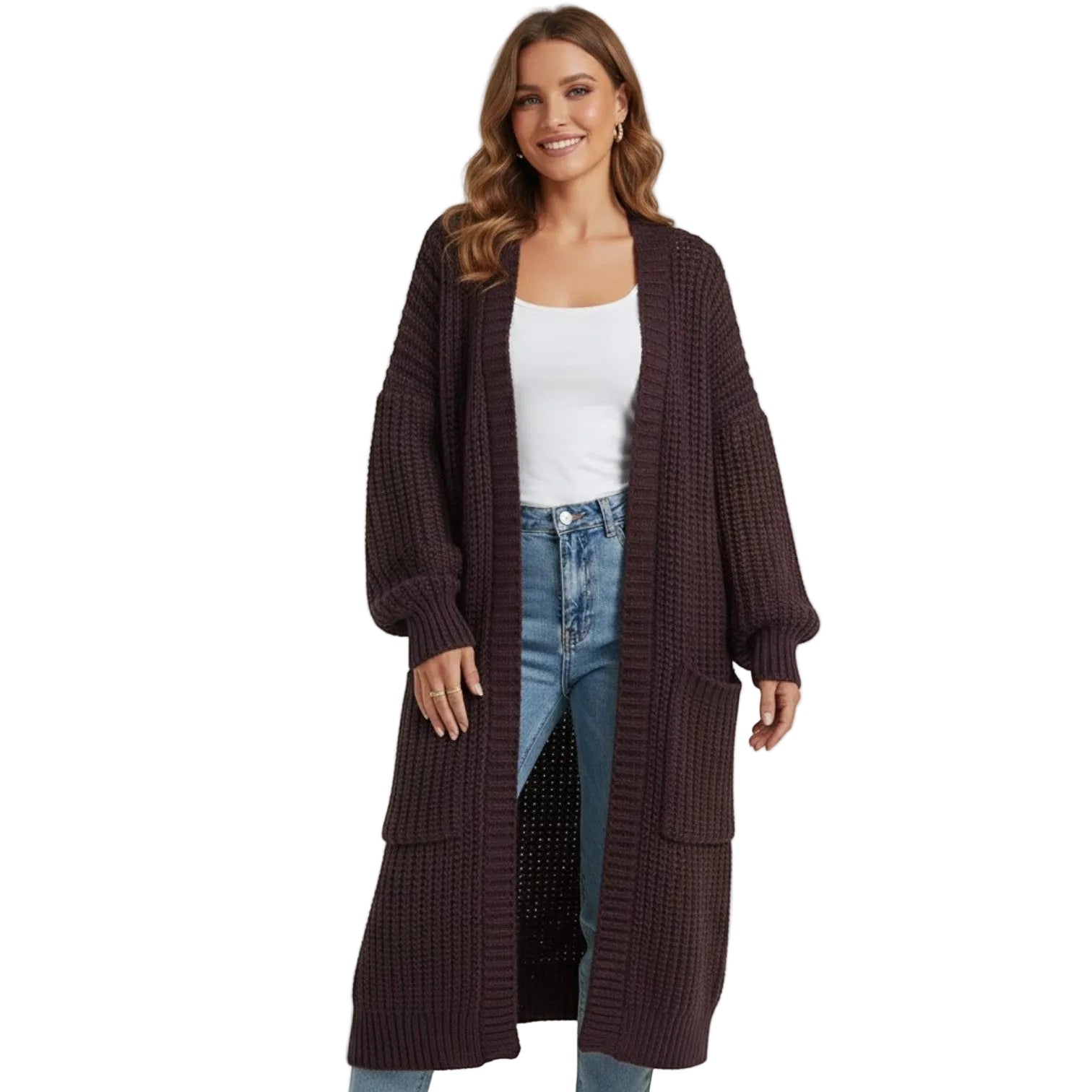 Riche | Cappotto lungo donna in maglia lavorata a maglia