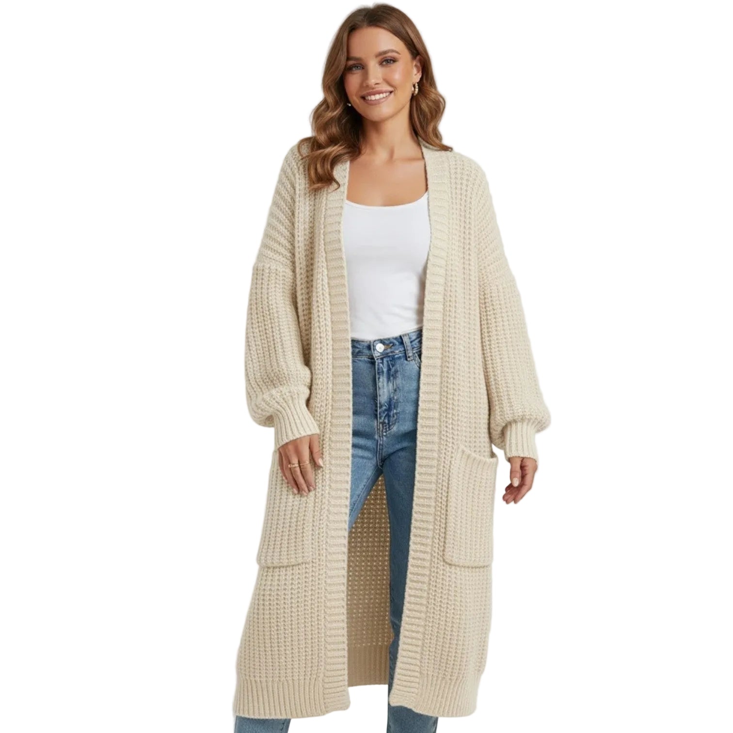 Riche | Cappotto lungo donna in maglia lavorata a maglia