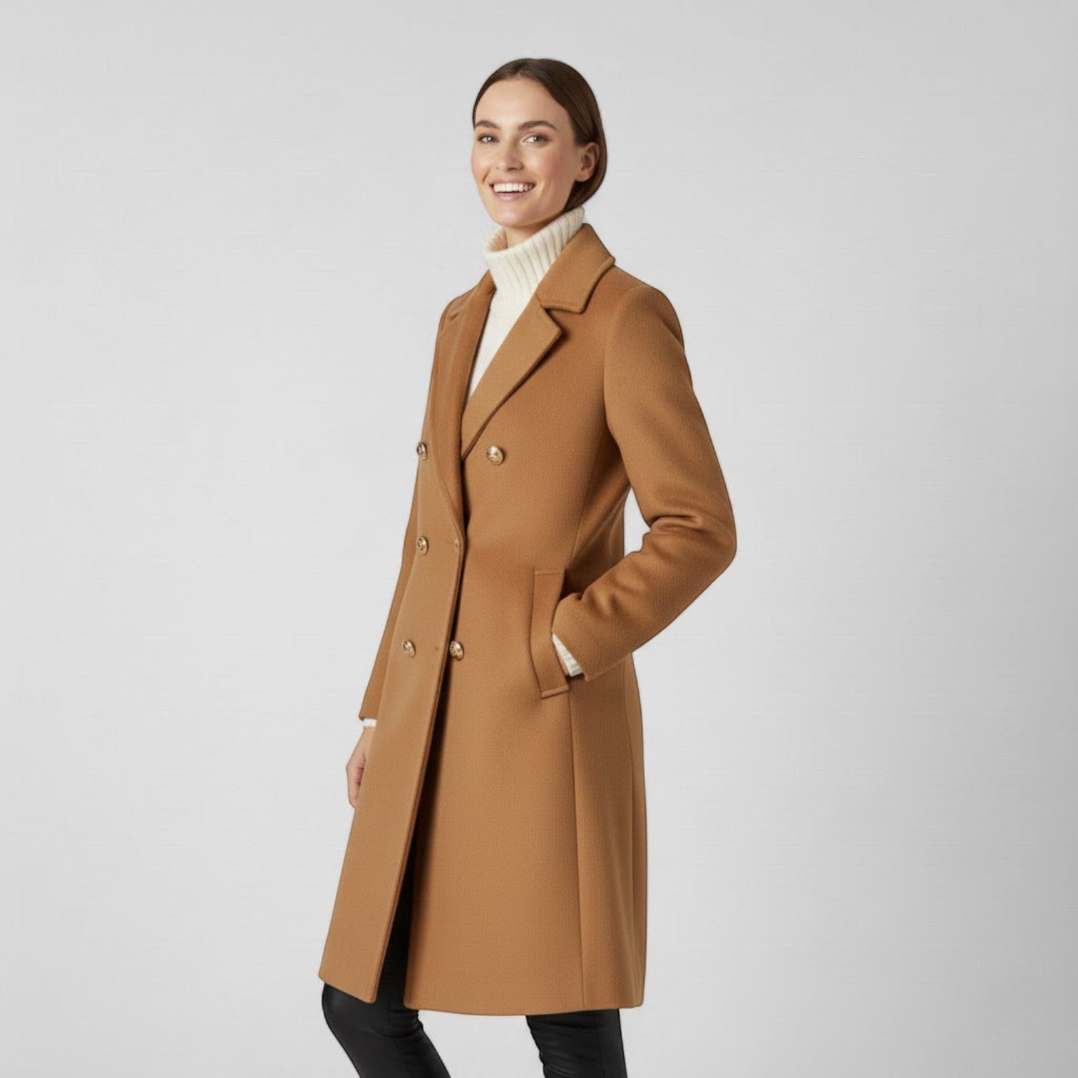 Riche | Cappotto lungo donna incrociato in tweed