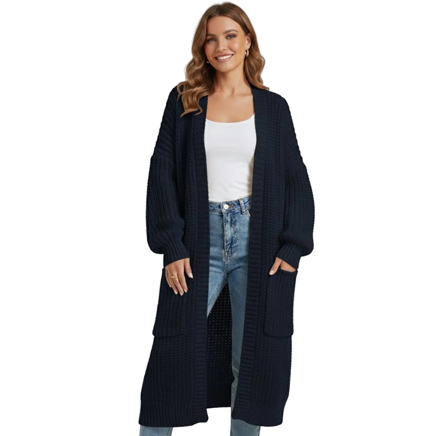 Riche | Cappotto lungo donna in maglia lavorata a maglia