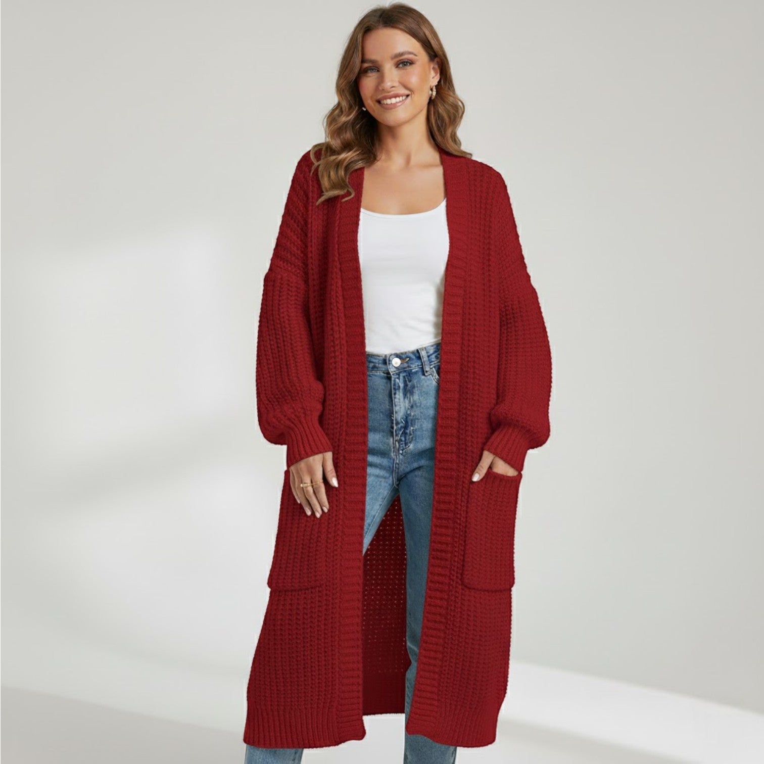 Riche | Cappotto lungo donna in maglia lavorata a maglia