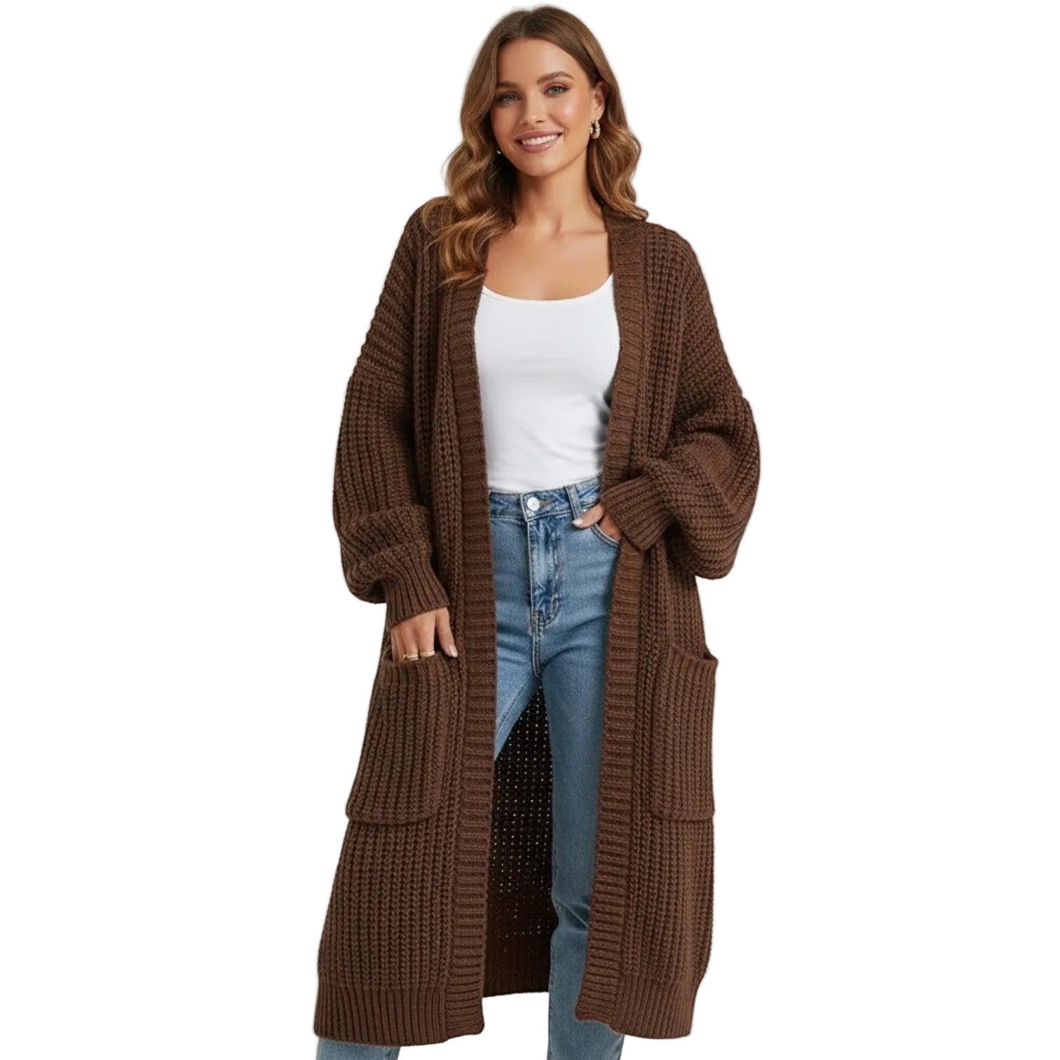 Riche | Cappotto lungo donna in maglia lavorata a maglia
