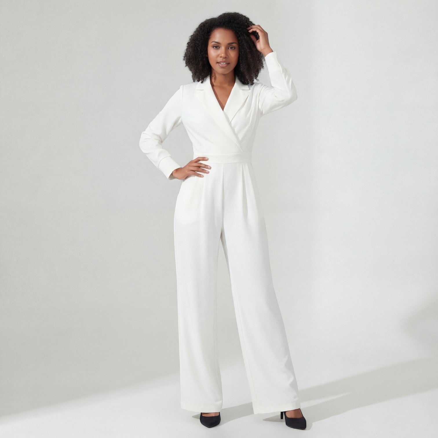 Tuta tailleur donna in tessuto – Vita aderente taglio ampio