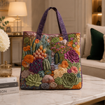 Quilted Tote Bag - Succulent Garden