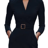 Lina – Elegante abito nero con cintura