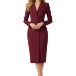 Tailored Knee-Length Dress with Lapel Neckline