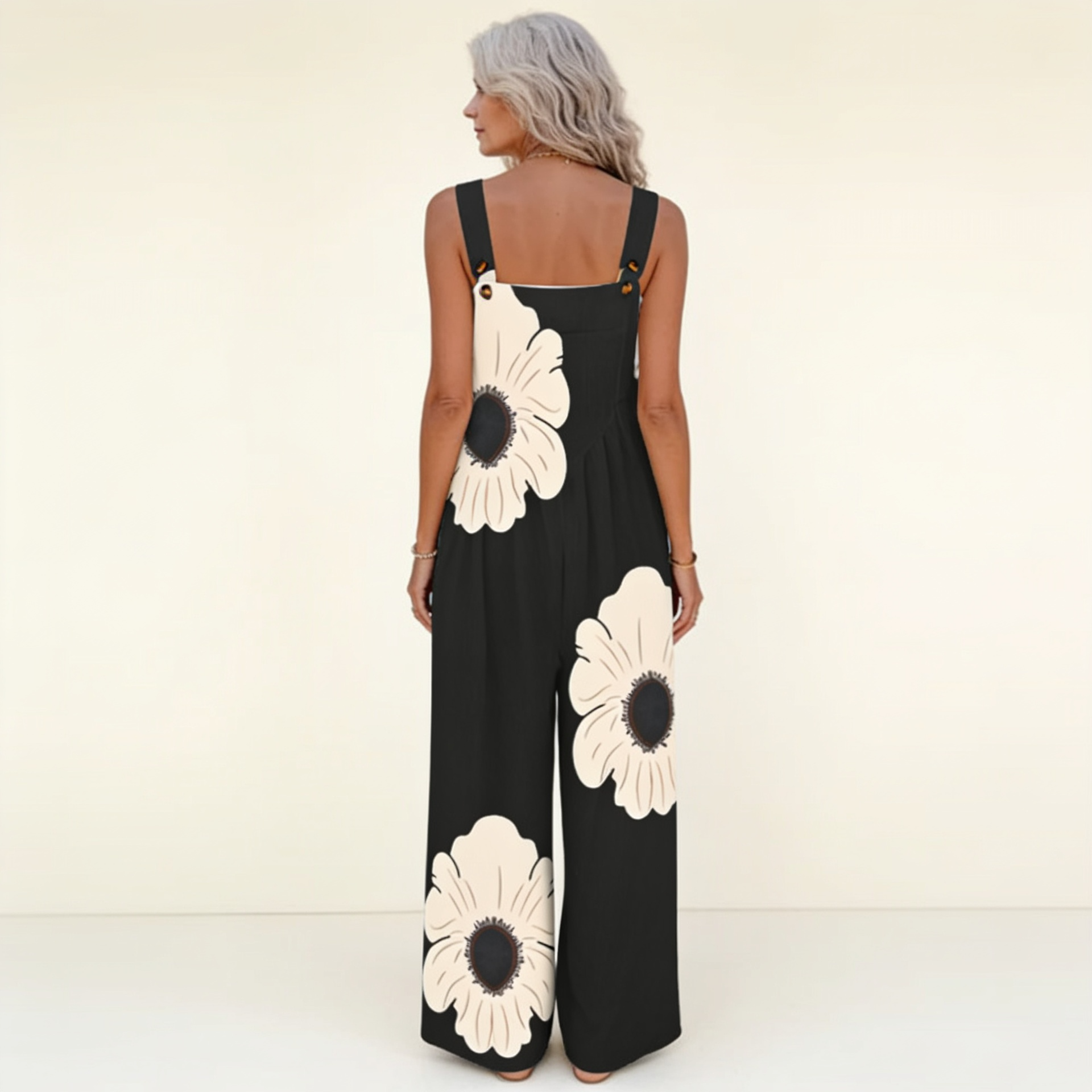 BLACK PRINTED COMFORT JUMPSUIT