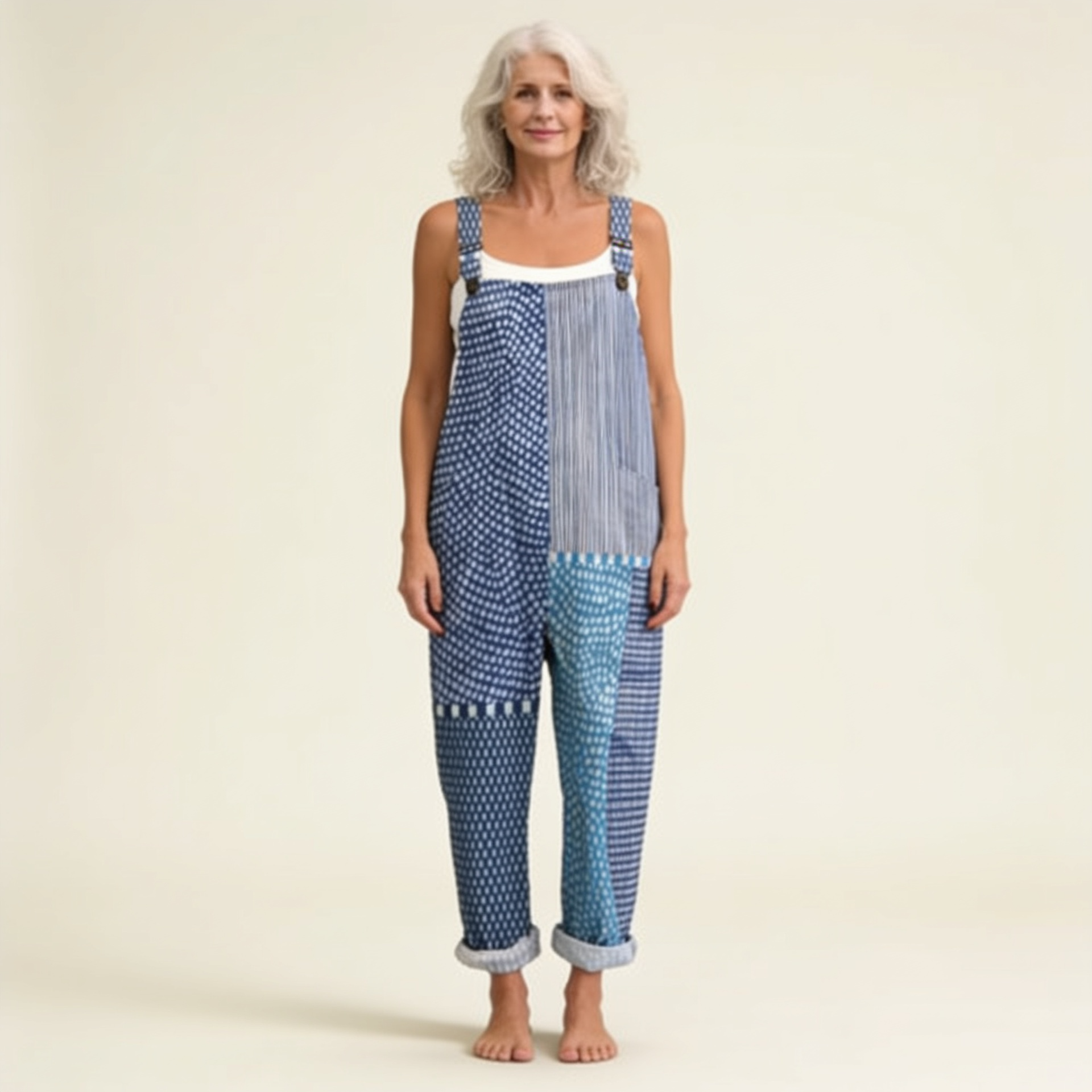 BLUE PRINTED COMFORT JUMPSUIT