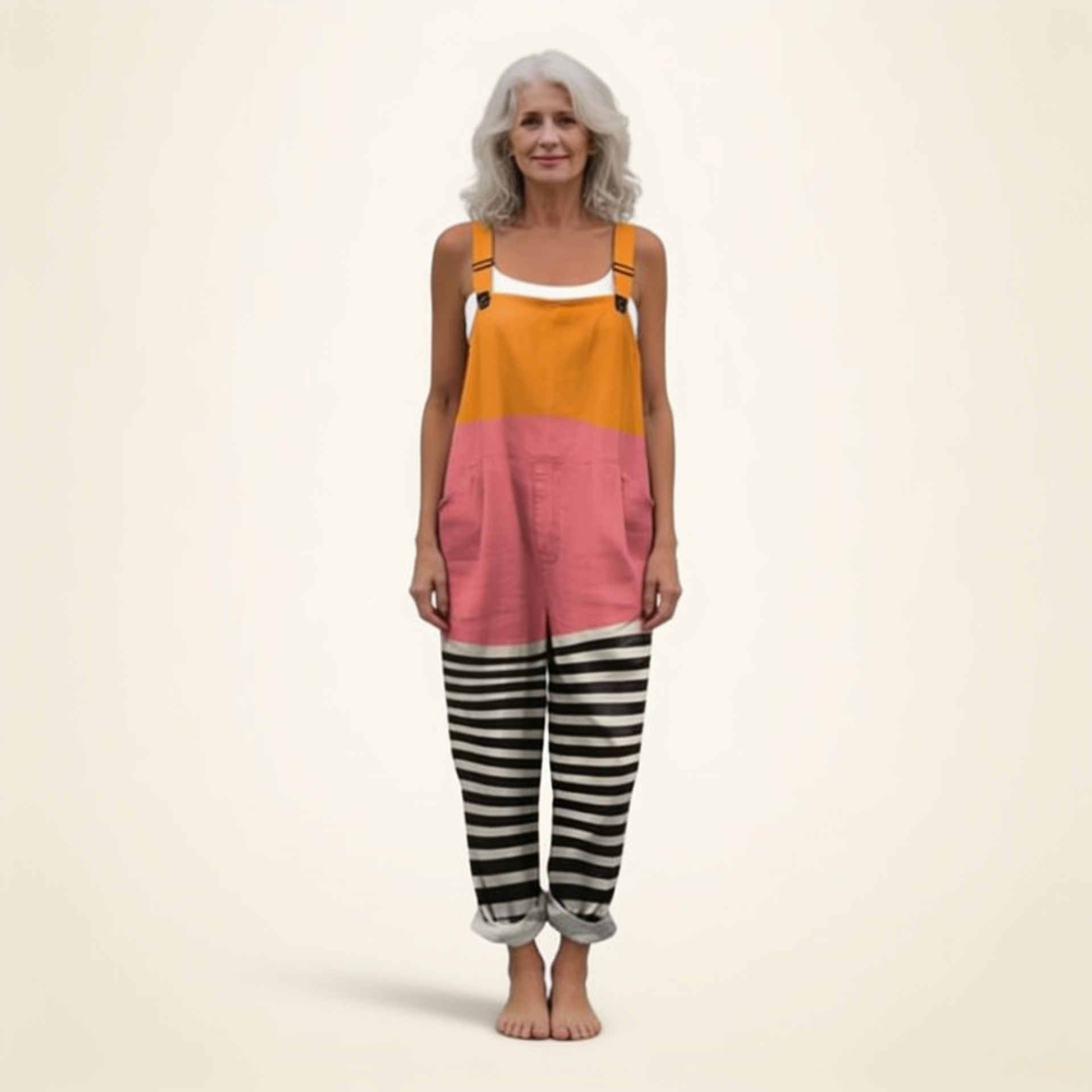 ORANGE, PINK & BLACK PRINTED COMFORT JUMPSUIT
