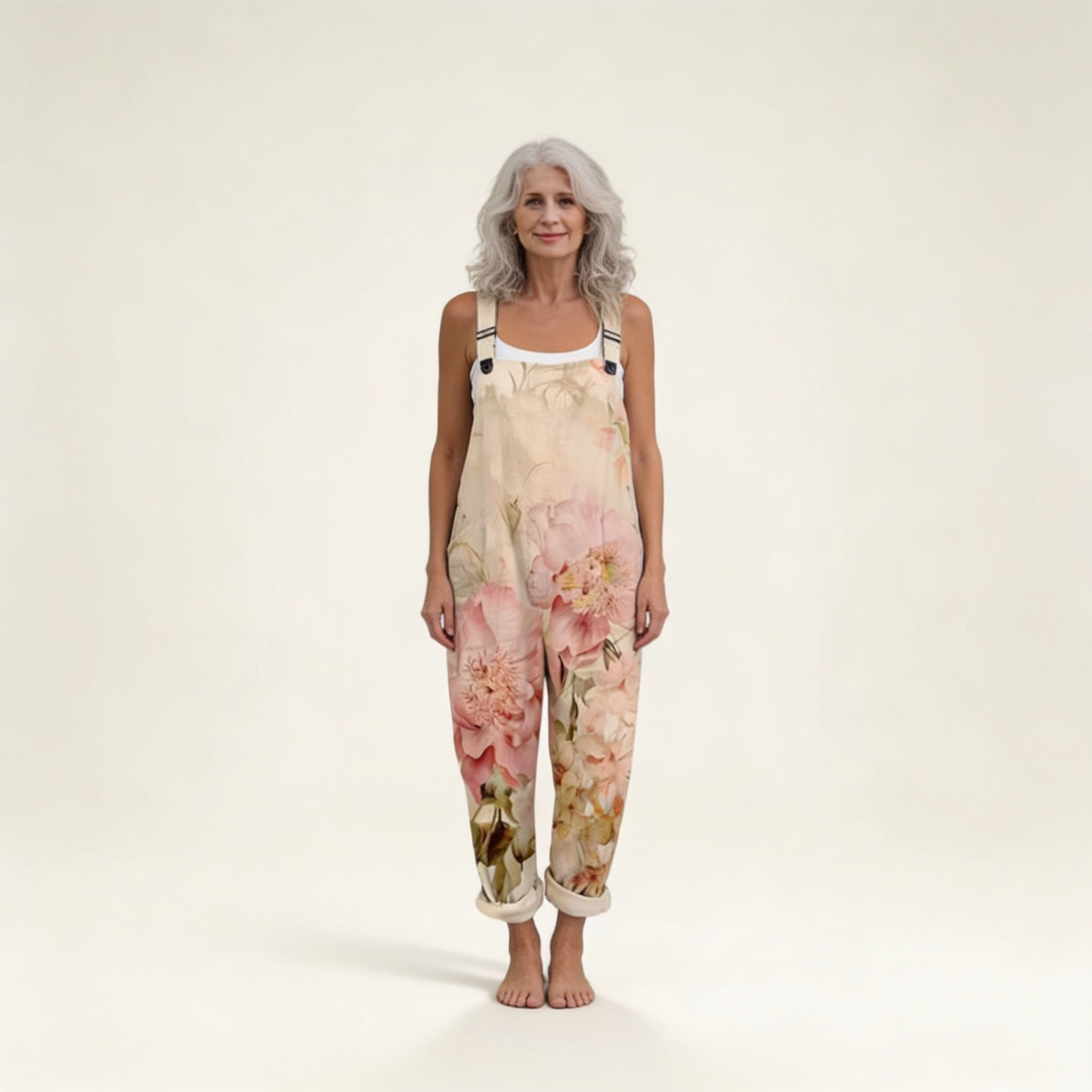 BEIGE PRINTED COMFORT JUMPSUIT