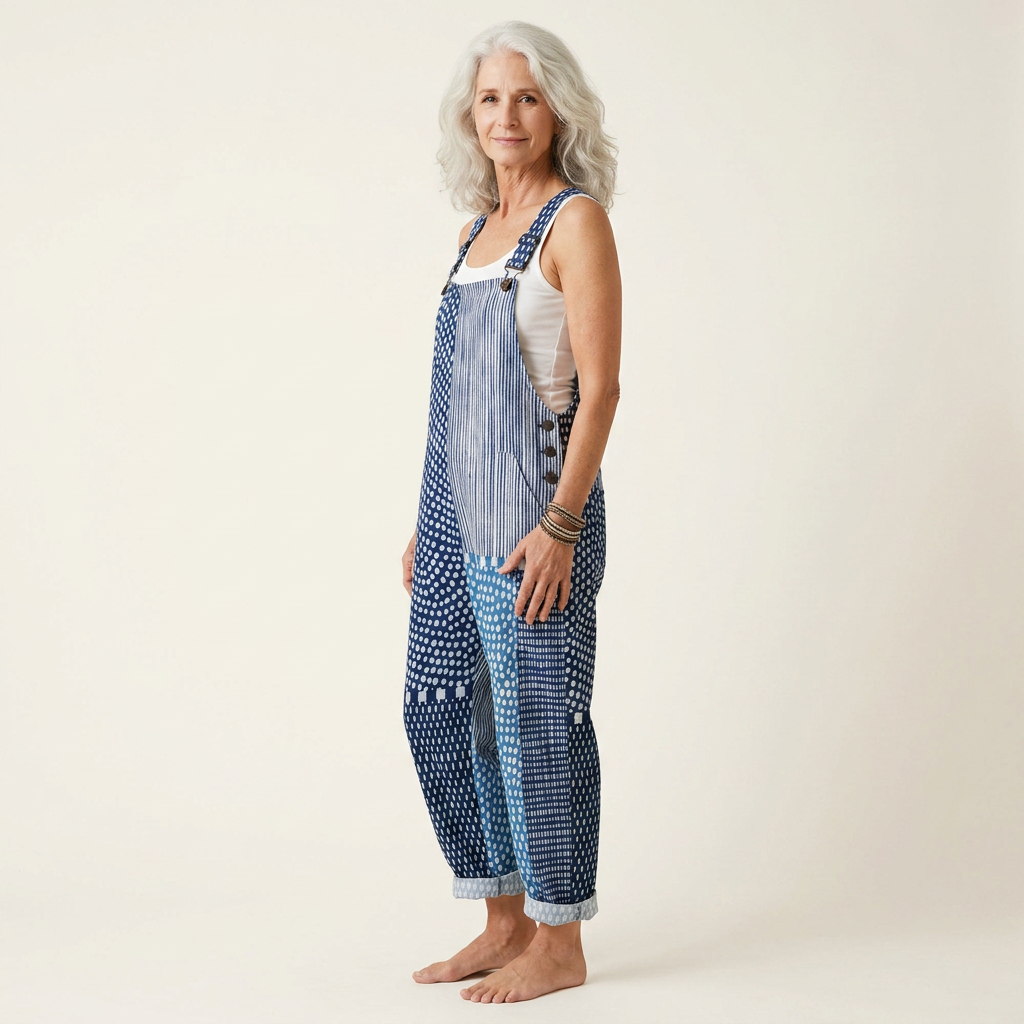 BLUE PRINTED COMFORT JUMPSUIT