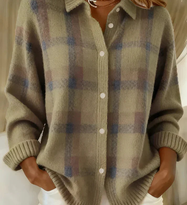 Denise | Plaid Knit Cardigan