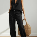 RELAXED HALTER DENIM LOUNGE SET