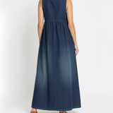 RELAXED SLEEVELESS DENIM MAXI DRESS