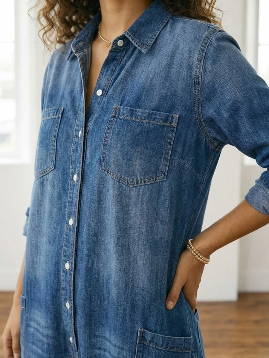 RELAXED WIDE-LEG DENIM JUMPSUIT