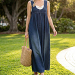 RELAXED SLEEVELESS DENIM MAXI DRESS