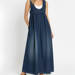 RELAXED SLEEVELESS DENIM MAXI DRESS