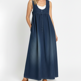 RELAXED SLEEVELESS DENIM MAXI DRESS