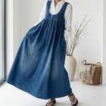 RELAXED SLEEVELESS DENIM MAXI DRESS