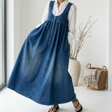 RELAXED SLEEVELESS DENIM MAXI DRESS