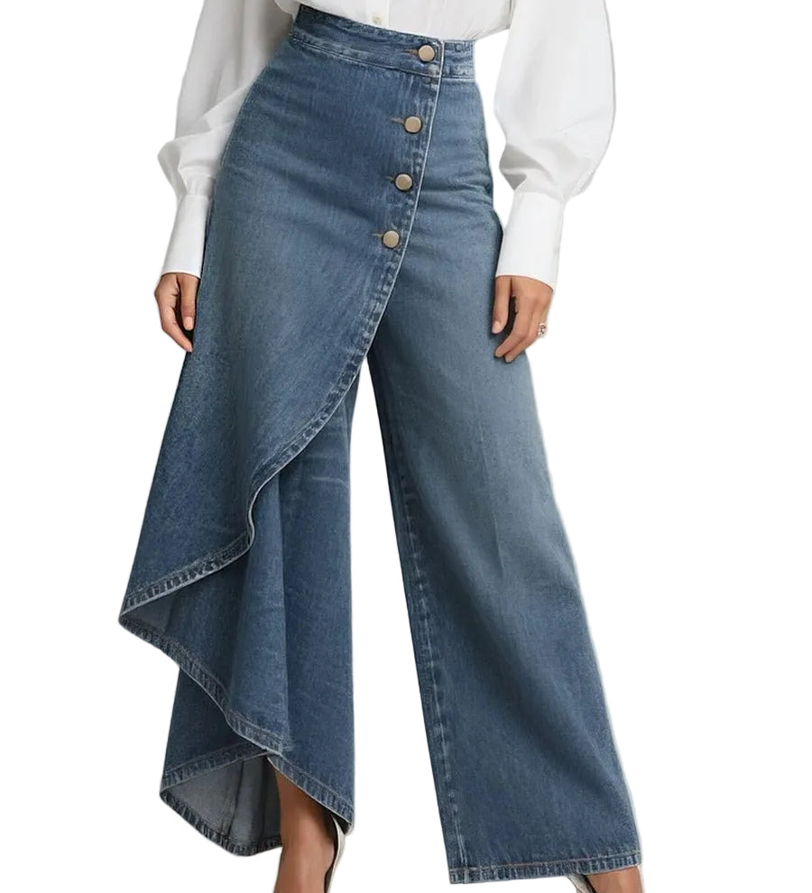 Jeans de Mujer de Cintura Alta, Corte Relajado y Pierna Ancha