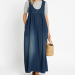 RELAXED SLEEVELESS DENIM MAXI DRESS