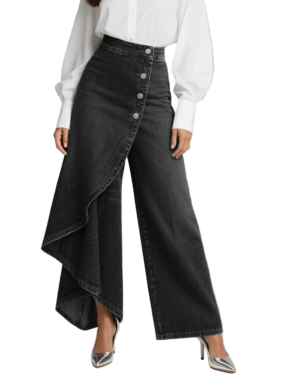Jeans de Mujer de Cintura Alta, Corte Relajado y Pierna Ancha