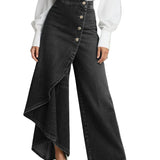 Jeans de Mujer de Cintura Alta, Corte Relajado y Pierna Ancha