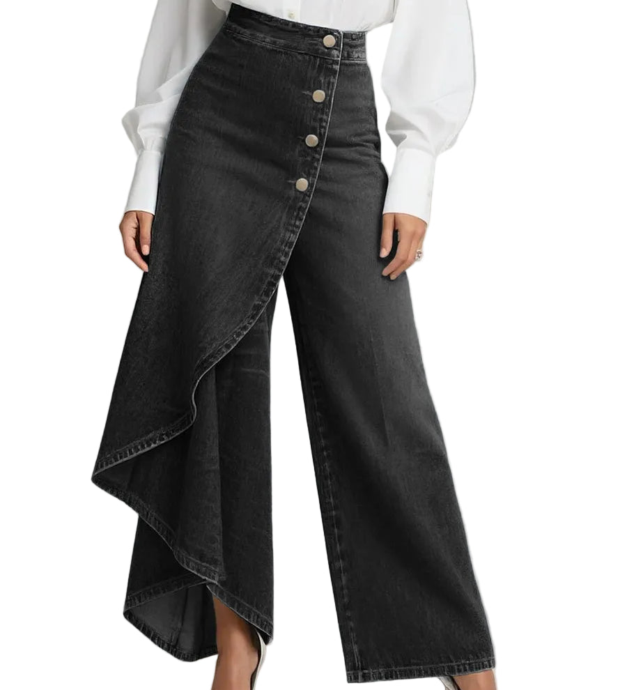Jeans de Mujer de Cintura Alta, Corte Relajado y Pierna Ancha