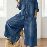 RELAXED WIDE-LEG DENIM JUMPSUIT