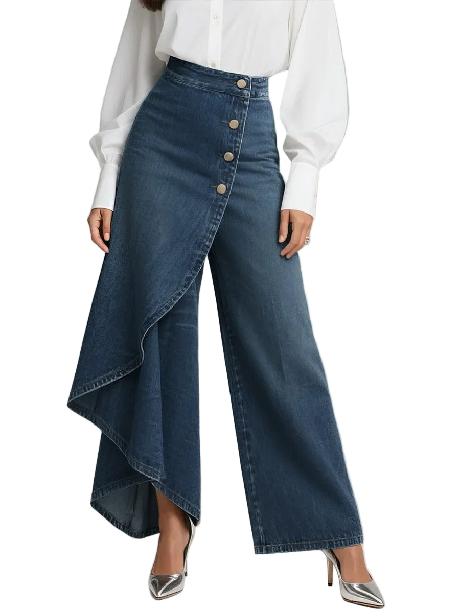 Jeans de Mujer de Cintura Alta, Corte Relajado y Pierna Ancha