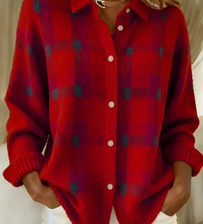 Denise | Plaid Knit Cardigan