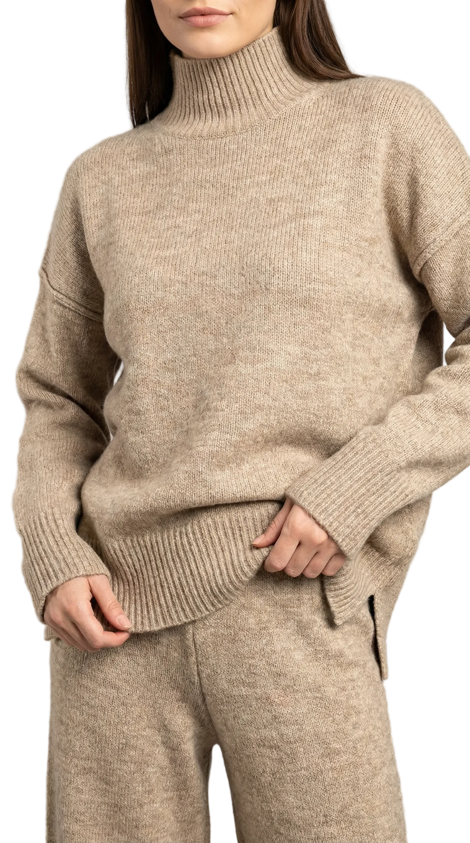Jean Knit Turtleneck Sweater and Pants Set