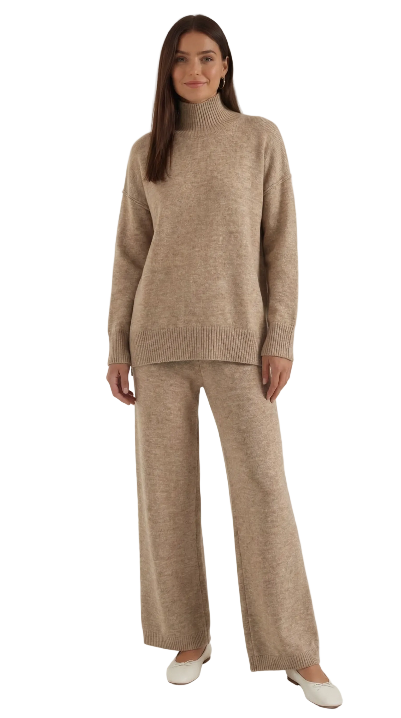 Jean Knit Turtleneck Sweater and Pants Set