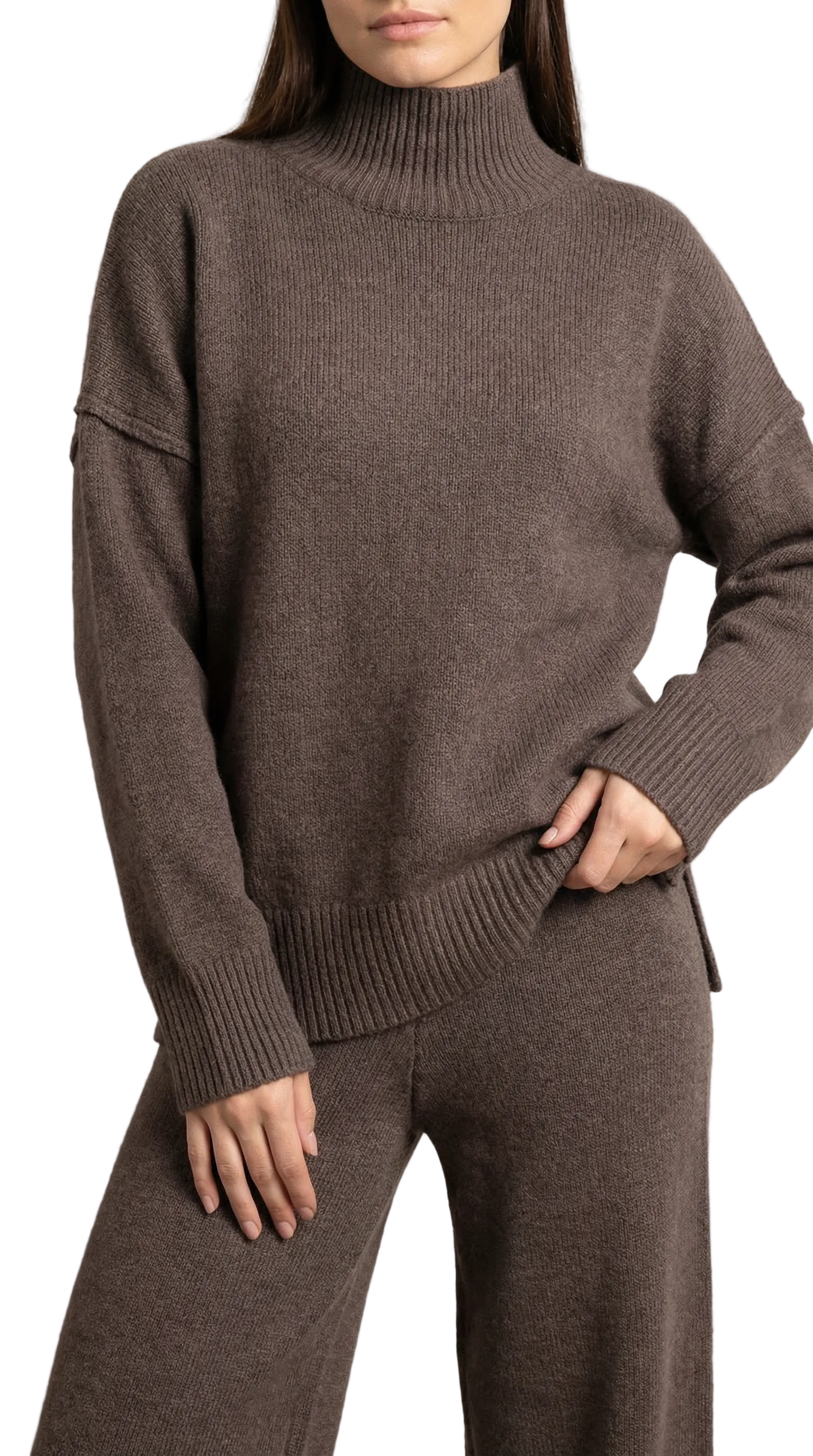 Jean Knit Turtleneck Sweater and Pants Set