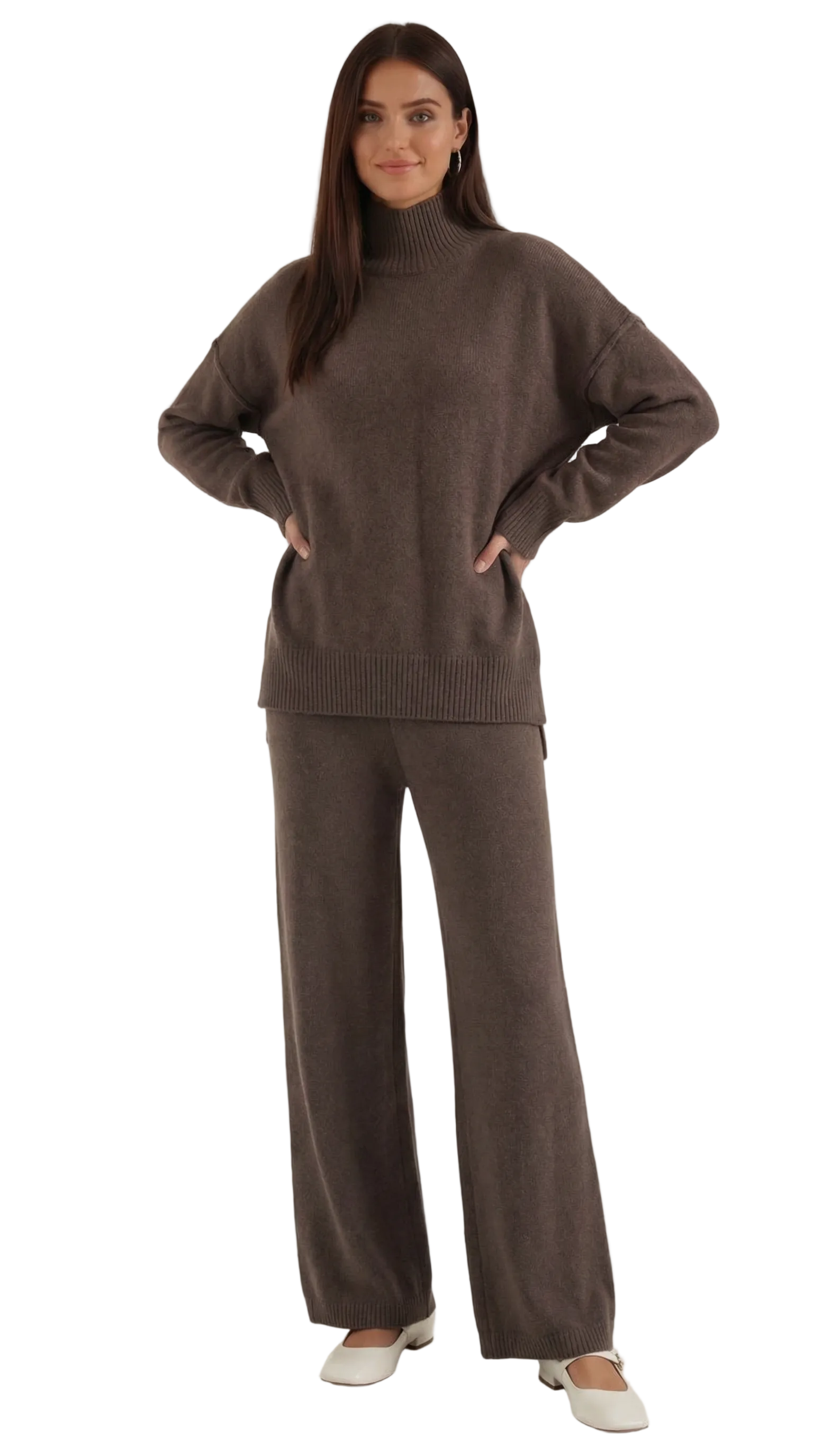 Jean Knit Turtleneck Sweater and Pants Set