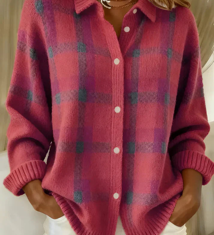 Denise | Plaid Knit Cardigan