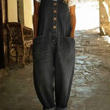 RELAXED BUTTON FRONT DENIM OVERALLS 1