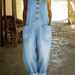 RELAXED BUTTON FRONT DENIM OVERALLS 1