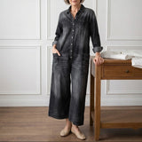RELAXED WIDE-LEG DENIM JUMPSUIT
