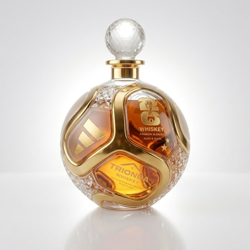 Trionda World Cup 2026 Limited Edition Luxury Gold Soccer Ball Whiskey Bottle