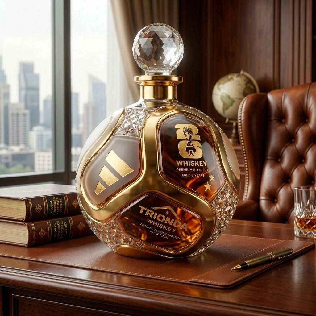 Trionda World Cup 2026 Limited Edition Luxury Gold Soccer Ball Whiskey Bottle